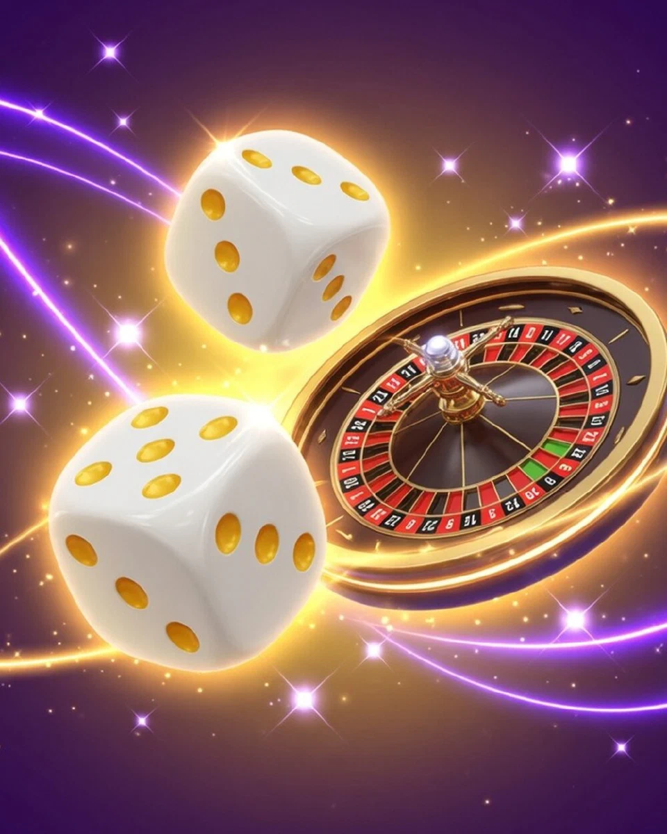 Dos dados en el aire y una pequeña ruleta