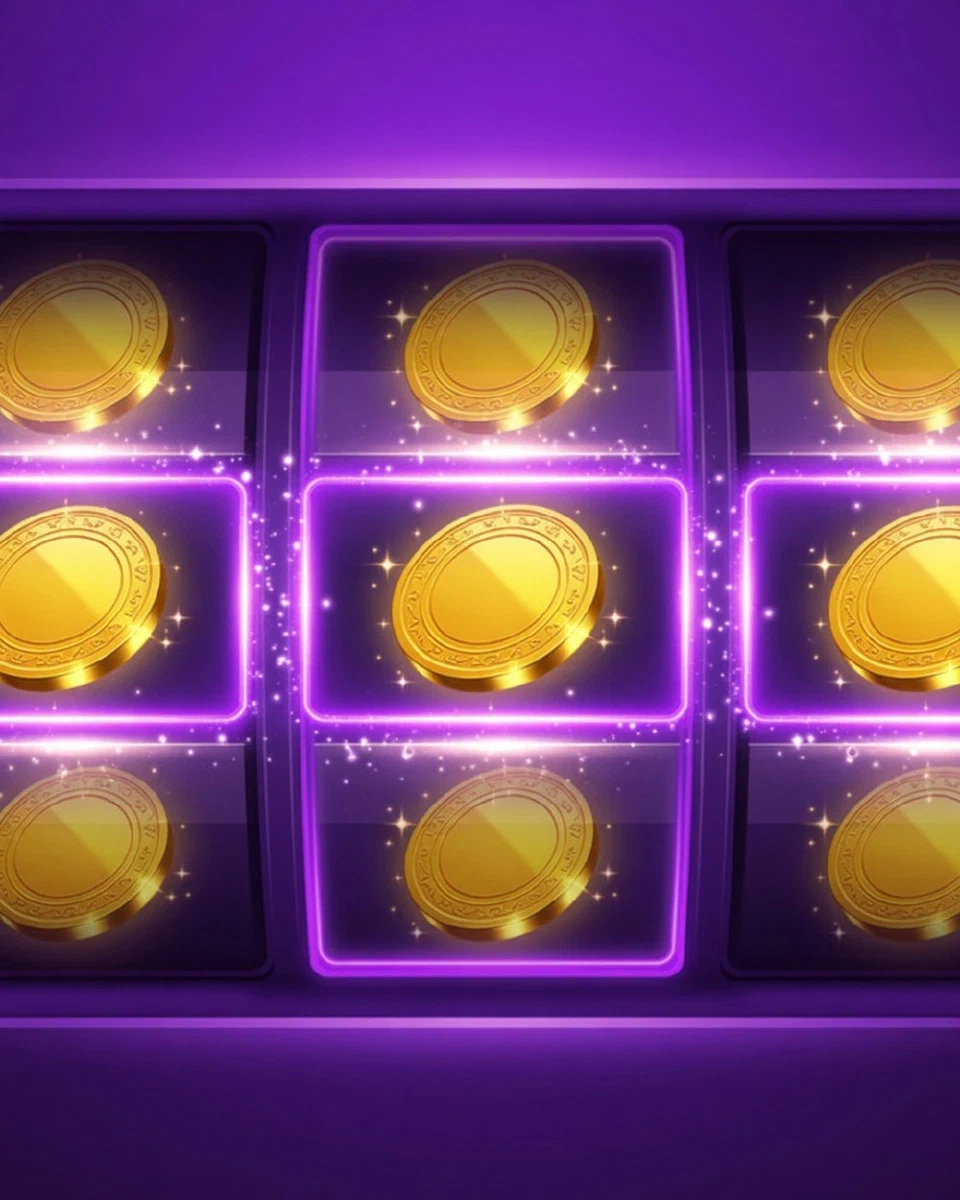 Monedas doradas fijas en una cuadrícula de tragamonedas Hold and Win